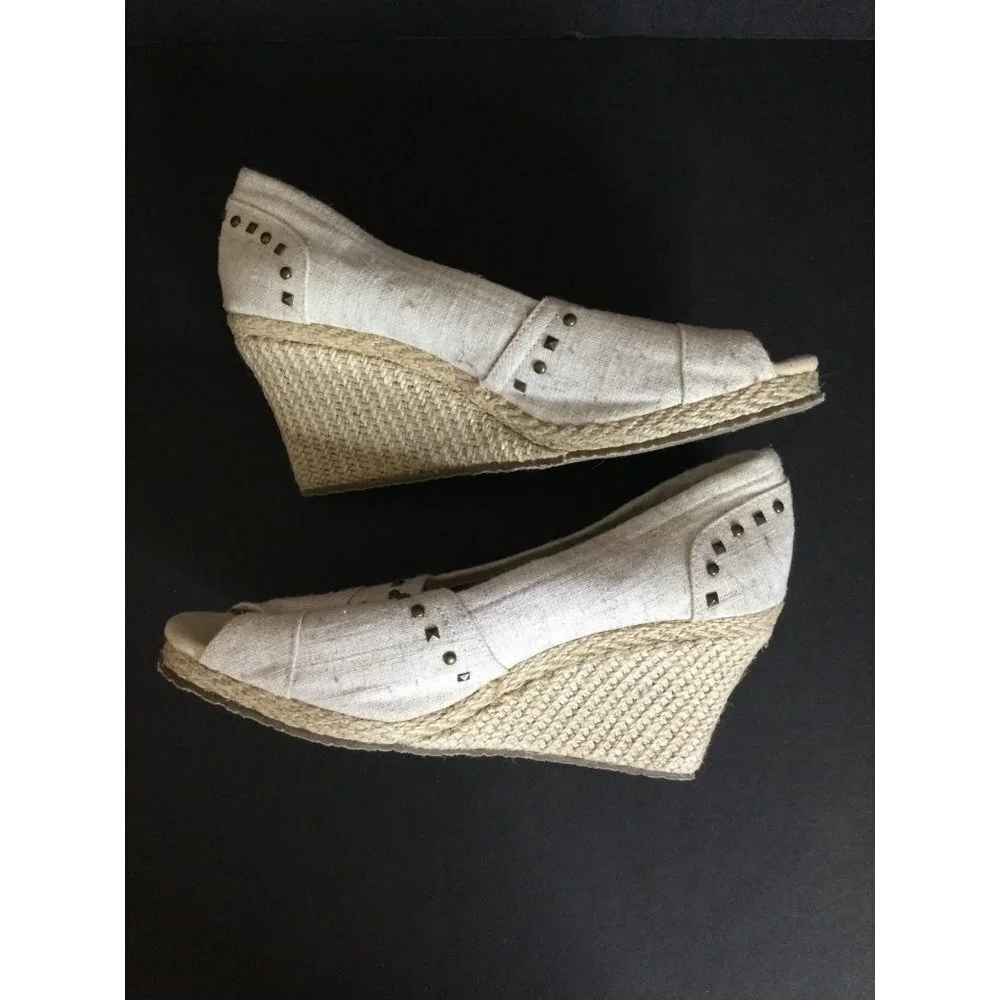 Skechers Women's Espadrille Open Toe Wedge Heel Platform Sandal Slip On Size 8.5